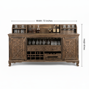 ตู้บาร์ไม้แกะสลักลายกุหลาบคุณภาพเยี่ยม สำหรับใช้ในบ้านและโรงแรม พร้อมจัดส่งทั่วโลก - Product Image 6