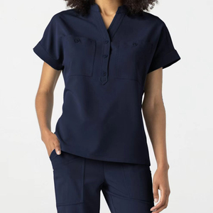 Conjunto de Uniforme Médico Azul Marino para Mujer, Pantalones y Blusa de Algodón y Poliéster, Venta al Por Mayor - Product Image 6