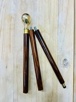 Bastón Multifuncional Hecho a Mano de Madera de Palisandro con Mango Redondo de Latón Pulido
