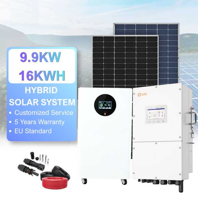 10KW+16KWH Hybrid Solar Energy Storage System Single Inverter 51.2V Battery Mono Panel for Home Industrial