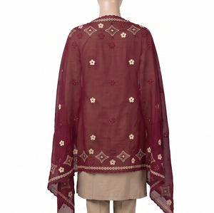Écharpe Châle Femme en Coton Léger et Respirant Brodé de Fil Doré et Strass Floraux Personnalisés – Vente en Gros pour Usage Quotidien - Product Image 3