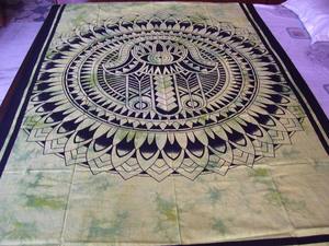 Couverture murale Hamsa Hand en coton imprimé géométrique indien musulman, faite à la main, lavable en machine, pour lit, dortoir et décoration intérieure - Product Image 4
