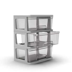 Carrello portaoggetti in plastica argentata smontabile con cassetti, soluzione pratica per l'organizzazione - Product Image 2