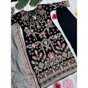 Vestido de Noche de Diseñador, Top de Fiesta con Lentejuelas y Dupatta - Product Image 5