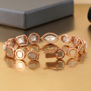 7.62 CT Multi-Cut Cluster Lab Grown Diamond Tennis Bracelet in 14K Rose <b>Gold</b>-Premium Diamond Bracelets & <b>Bangles</b> - Product Image 2