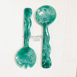 Handcrafted Unique Design Acrylic/Resin Salad Servers Kitchenware Salad Serving <b>Tools</b> Long Beaded Handles Dishwasher <b>Safe</b> - Product Image 3