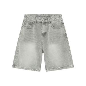 Short en jean bleu foncé coupe ample pour homme, taille mi-haute, jambe droite, en coton, style décontracté d'été avec poches, finition brute - Product Image 3