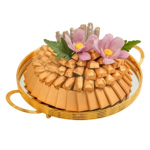 Plateau décoratif en métal pour chocolats, plateau de service pour bonbons et desserts, plateau cadeau pour chocolats, idéal pour les mariages. - Product Image 5
