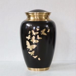 Metal Cremation Urn for Human Ashes Adult - Aluminum Funeral Urn with Lid - Polished <b>Memorial</b> <b>Keepsake</b> for Home - Product Image 2