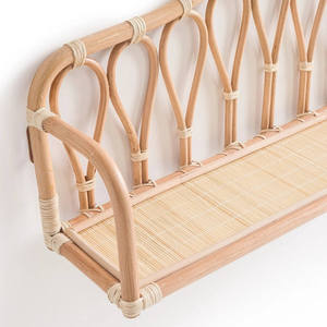 Étagère murale vintage en rotin en forme de larme, étagère flottante incurvée en bambou à 1 niveau, pour pot de plantes de salon, rangement décoratif - Product Image 4
