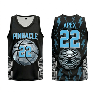 Maillot de basket Pinnacle Apex 22 sublimé, débardeur unisexe adulte respirant, vêtements de sport en mesh pour le basket-ball américain, toutes saisons - Product Image 2