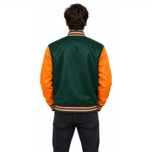 Blouson universitaire homme vert à manches orange, imprimé tendance 87, style décontracté, col rabattu, coupe droite, pour l'automne - Product Image 5