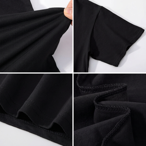 Camiseta Unisex de Cuello Redondo de Algodón Negro, Manga Corta, Color Sólido, Teñido Liso, Corte Regular, para Adultos, para Todas las Temporadas - Product Image 2