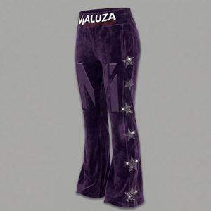 Leggings de Moda con Pedrería Personalizados para Mujer, Pantalones de Cintura Alta con Corte Acampanado, Estilo Urbano, Tela Elástica Morada, Transpirable y Cómoda - Product Image 5