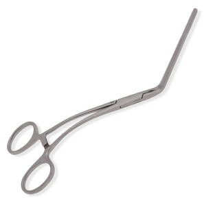 Pince à bouledogue à poignée annulaire DeBakey, coudée à 45 degrés, tiges courbées de 4 7/8 pouces, en acier inoxydable chirurgical, instruments vasculaires - Product Image 1