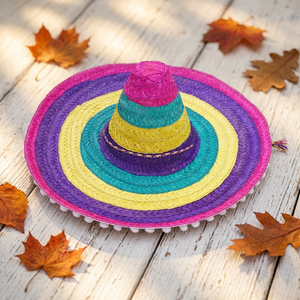 Sombrero Mexicano de Paja con Rayas Coloridas y Ala Ancha para Fiesta - Product Image 5