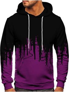 Sudadera con Capucha para Hombre, Estilo Gótico con Estampado de Goteo, Corte Regular, Morado y Negro, Logotipo en la Espalda, Prenda de Otoño, Tejido de Poliéster - Product Image 5