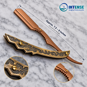Rasoir professionnel à lame droite, manche doré décoratif, outil de coupe de cheveux Shavette - Product Image 6