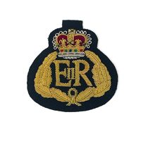 Écusson de blazer de cérémonie brodé à la main en fil de bullion, insignes de qualité supérieure, avec épingle de sûreté pour la décoration d'uniformes et la mode