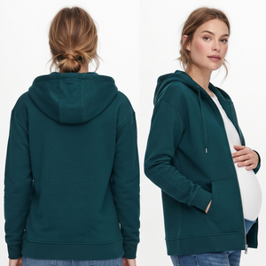 Chaqueta de maternidad con cremallera para mujer, chaqueta polar con capucha y cremallera para invierno, chaqueta de maternidad extragrande para embarazo y lactancia para mujer - Product Image 5