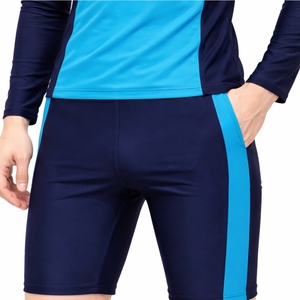 Ensemble de maillots de bain décontractés pour hommes à manches longues, séchage rapide, légers, avec short de compression et design demi-zip, couleur unie - Product Image 4