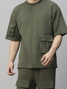 Conjunto Deportivo de Verano Transpirable de Diseño Personalizado, 100% Algodón, Camiseta de Punto y Pantalones Cortos, Conjunto de Dos Piezas para Hombre - Product Image 6