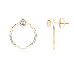 Boucles d'oreilles pendantes rondes avec diamants de laboratoire et accents pavés en or 10K, 14K, 18K et argent sterling 925, 935 - Product Image 2
