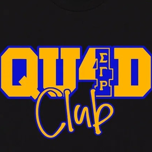 เสื้อยืด SGRHO Quad Club สีดำ เสื้อยืดสตรีแขนสั้นลำลองลายตัวอักษรกรีก เสื้อ Sigma Gamma Rho สำหรับนักศึกษา  แบบสั่งทำพิเศษ - Product Image 2