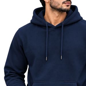Mens <b>Navy</b> Blue Pullover Hoodie Long Sleeve Casual Sweatshirt Custom Logo Streetwear Sportswear <b>Top</b> Shoukat Apparel Manufacturer - Product Image 2