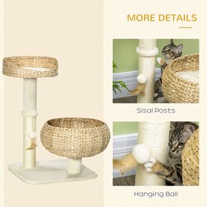 Albero per Gatti Moderno da 28 Pollici con Letto Rialzato e Tiragraffi in Sisal, Design a Cesto Carino per Gatti da Interno e Gatti di Piccola Taglia - Product Image 5
