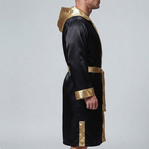 Robe de boxe professionnelle pour hommes, manches longues, en satin, avec tissu respirant, couleurs personnalisées, coupe confortable et élégante - Product Image 5