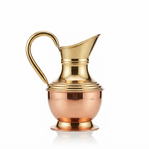 Carafe classique en cuivre pur, artisanale, lisse, pour boissons ayurvédiques, vaisselle de santé, décoration de table à manger, récipient décoratif - Product Image 1