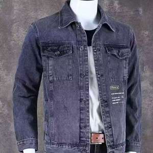 <b>Mens</b> Classic Embroidered <b>Denim</b> <b>Jacket</b> Slim Fit Button Front Casual Jean Coat Customizable Streetwear Outerwear Wholesale - Product Image 3