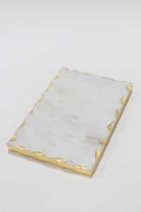 Nouveauté : Assiette de service en pierre de forme irrégulière, polie, faite à la main, design minimaliste, couleur unie - Product Image 2