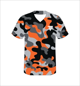 Maillot de baseball personnalisé pour homme, imprimé camouflage, col en V, manches courtes, polyester sublimé anti-humidité - Product Image 2