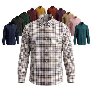 Chemise à manches longues à carreaux personnalisée, coupe ajustée, en coton, décontractée, boutonnée, pour le travail et les affaires – Grande Vente - Product Image 1