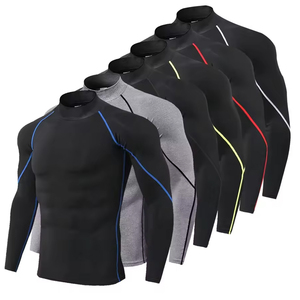 Unisex <b>Black</b> Full Sleeve Rash Guard <b>Compression</b> <b>Shirt</b> Breathable Quick Dry Polyester/Nylon Fitness Top - Product Image 6