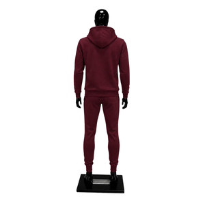 Conjunto de Sudadera con Capucha y Pantalones Deportivos Color Granate para Hombre, Manga Larga, Informal, con Cordón Ajustable y Bolsillos Laterales, Personalizado con Estampado - Product Image 2