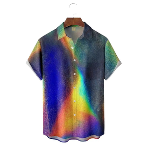 Camisa Hawaiana Estampada de Popelina de Color Sólido para Hombre, Talla Grande, Manga Corta, Transpirable, Informal, para Playa, Verano - Product Image 3
