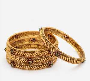 Bracelet en laiton vintage, bracelet en métal doré traditionnel, bracelet de mariage classique pour femmes - Product Image 4