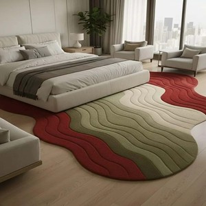 Custom Modern <b>Abstract</b> Wave Area <b>Rug</b> 3D Tufted Design Luxury Living Room Bedroom Wool Carpet Home Decor Soft Non Slip Medium - Product Image 3