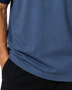 Camiseta raglán azul marino y azul acero personalizada para hombre, de manga corta, cuello redondo, algodón, estilo casual con bloques de color. - Product Image 6
