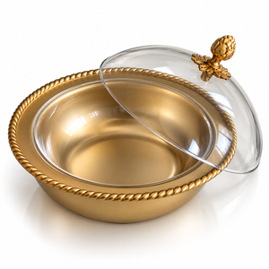 Elegante Servidor de Chocolate Plateado con Borde Decorativo y Cúpula Martillada para Restaurantes, Hoteles, Bodas y Eventos, Tamaños y Colores Personalizados Disponibles - Product Image 6