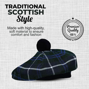 Chapeau écossais personnalisé en tartan avec pompon, bonnet en laine, style Clan Highland, vente en gros - Product Image 6