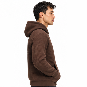 Vente en gros de sweat-shirts à capuche pour hommes en tricot gaufré, décontractés, à manches longues, style streetwear personnalisé, usine de vêtements - Product Image 2