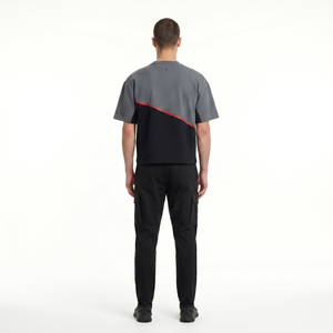 Camiseta Asimétrica Personalizable para Hombre, Estilo Techwear, Tejido Grueso, Mezcla de Algodón y Lana Merino, Hombros Caídos, Bloques de Color, OEM - Product Image 2