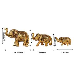 Figuras de elefantes de 8.89 x 3.05 x 6.86 cm, juego de 3 esculturas de animales Feng Shui hechas a mano, decoración de mesa, adorno para sala de estar - Product Image 3