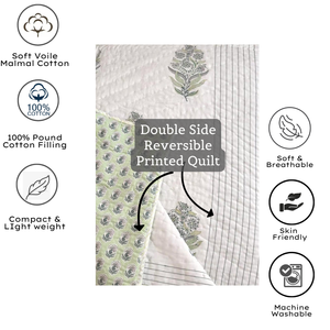Edredón de Cuna para Bebé de Algodón Suave Estampado a Mano Estilo Jaipuri, Agradable al Tacto, para Todas las Estaciones, 60x40 Pulgadas, Tinte No Tóxico, Reutilizable - Product Image 3