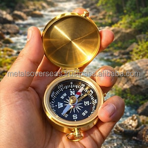 Vintage brass pocket <b>compass</b> keychain portable <b>navigation</b> <b>compass</b> key ring for travel hiking camping - Product Image 5
