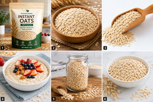 Avena Instantánea Premium de Grano Entero, Alta en Fibra, Hojuelas de Avena de Cocción Rápida, Cereal Seco a Granel, Producto de 1 kg, Vida Útil de 12 Meses - Product Image 3